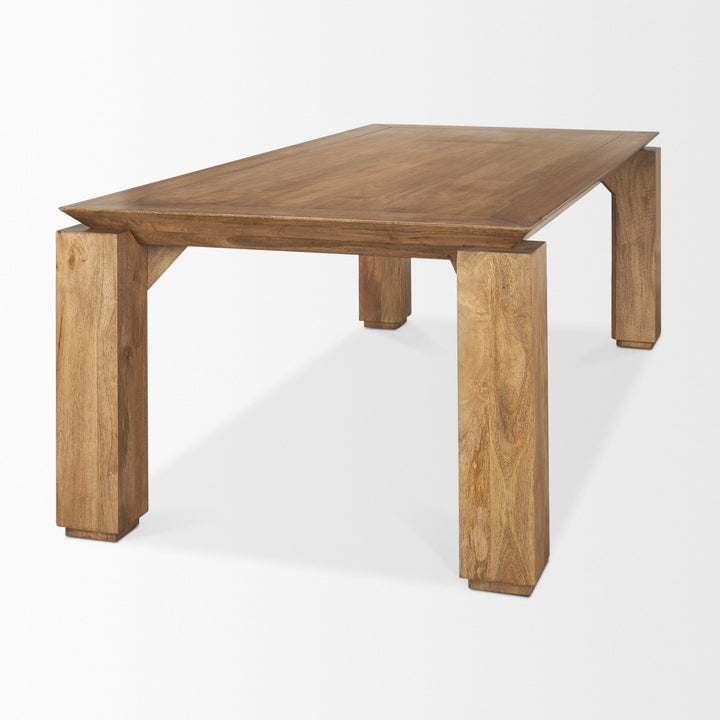 Sapphira Brown Wood Tapered Top Rectangular Dining Table Dining Room Mercana
