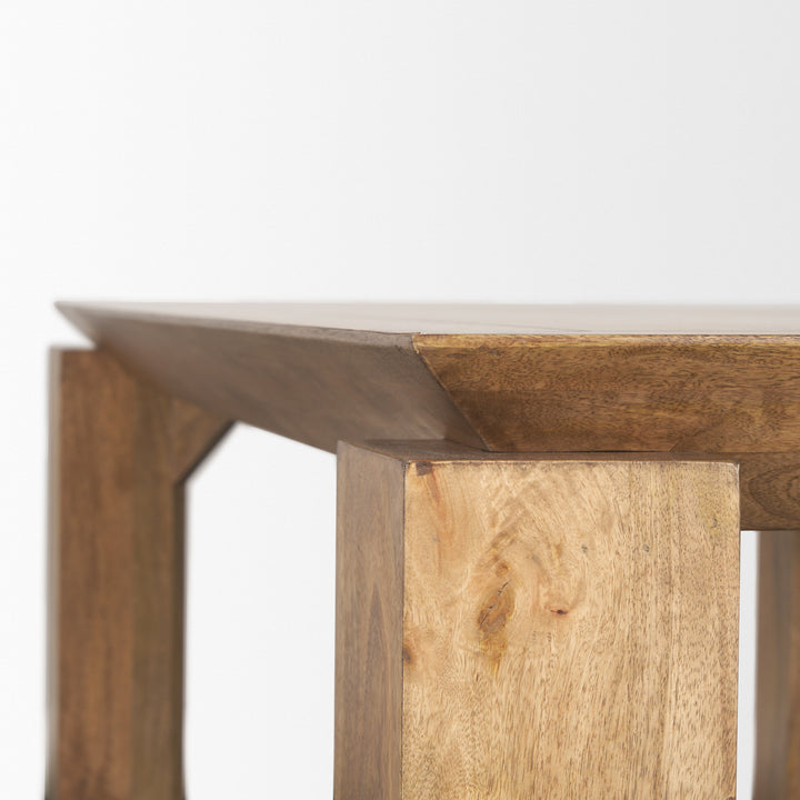 Sapphira Brown Wood Tapered Top Console Table Dining Room Mercana