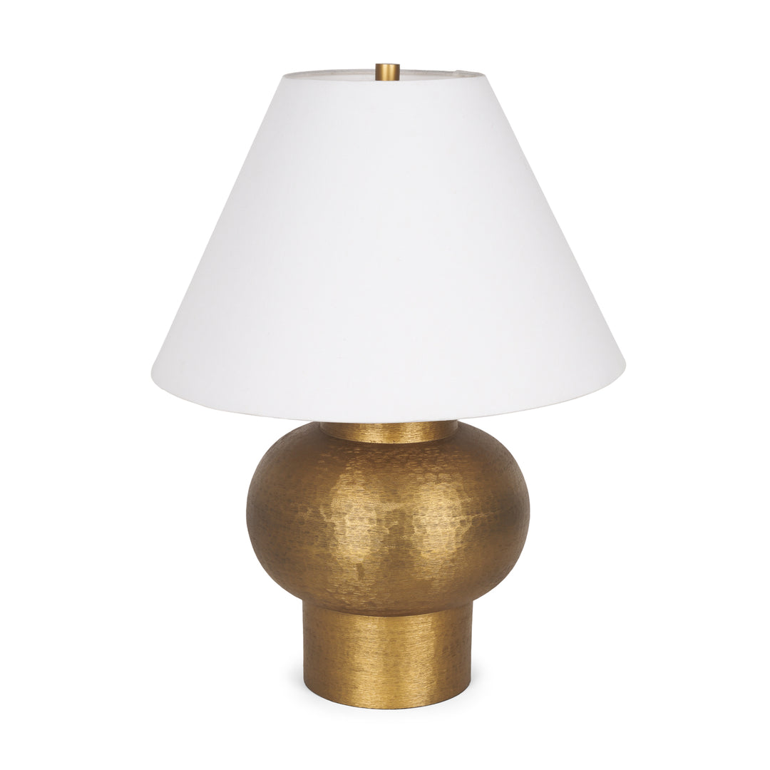Salaah Antique Gold Brushed Metal w/ Cream Shade Table Lamp Decor Mercana
