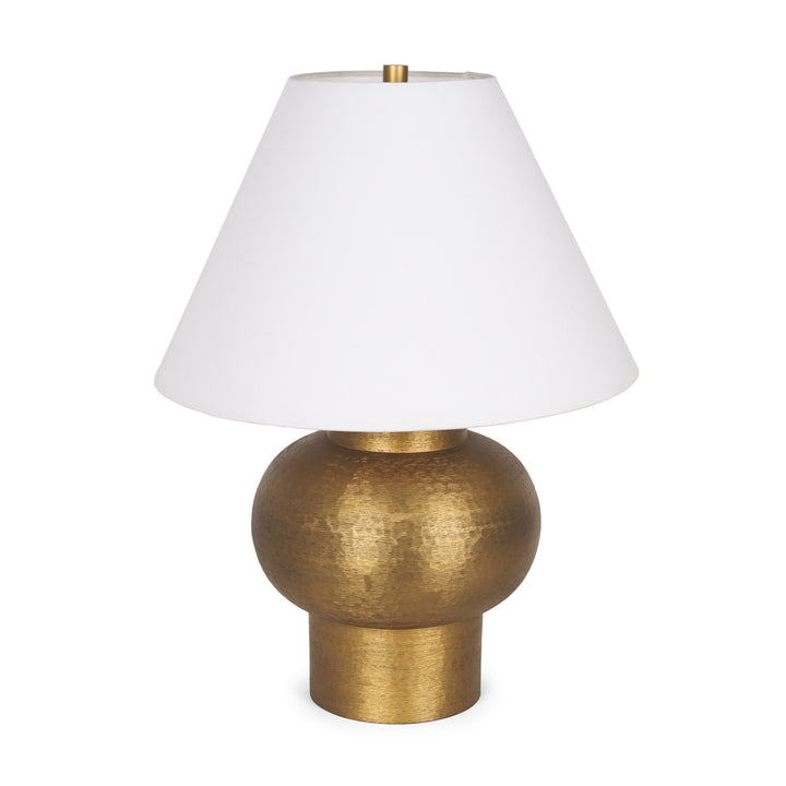 Salaah Antique Gold Brushed Metal w/ Cream Shade Table Lamp Decor Mercana