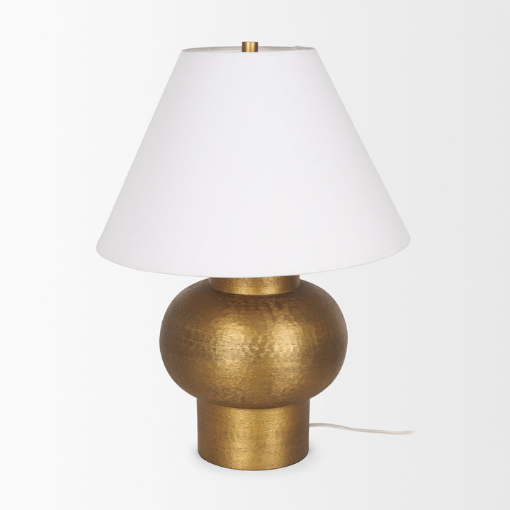 Salaah Antique Gold Brushed Metal w/ Cream Shade Table Lamp Decor Mercana