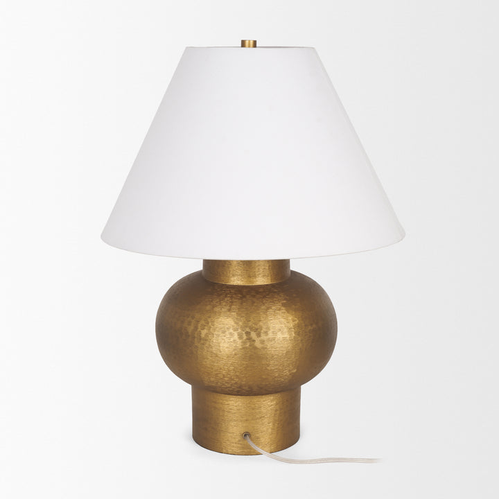 Salaah Antique Gold Brushed Metal w/ Cream Shade Table Lamp Decor Mercana