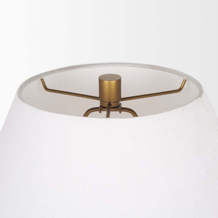 Salaah Antique Gold Brushed Metal w/ Cream Shade Table Lamp Decor Mercana