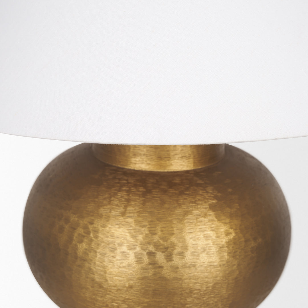 Salaah Antique Gold Brushed Metal w/ Cream Shade Table Lamp Decor Mercana