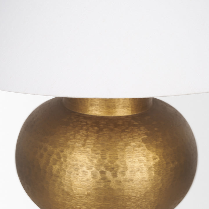Salaah Antique Gold Brushed Metal w/ Cream Shade Table Lamp Decor Mercana
