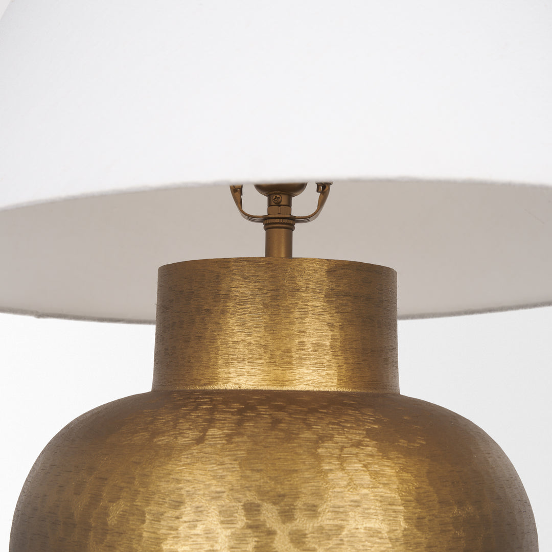 Salaah Antique Gold Brushed Metal w/ Cream Shade Table Lamp Decor Mercana
