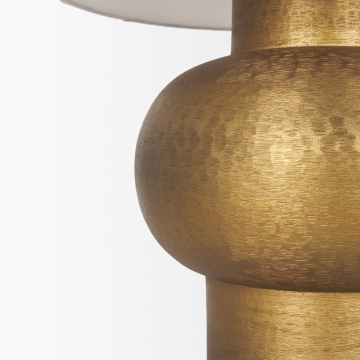 Salaah Antique Gold Brushed Metal w/ Cream Shade Table Lamp Decor Mercana