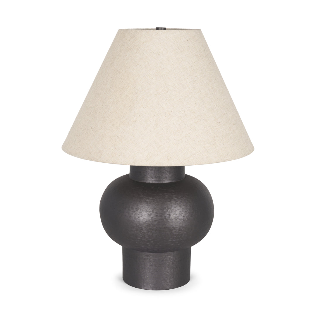 Salaah Black Brushed Metal w/ Beige Shade Table Lamp Decor Mercana