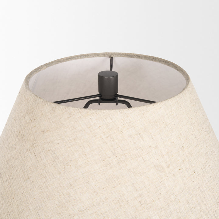 Salaah Black Brushed Metal w/ Beige Shade Table Lamp Decor Mercana