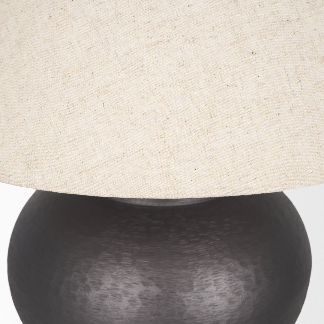 Salaah Black Brushed Metal w/ Beige Shade Table Lamp Decor Mercana