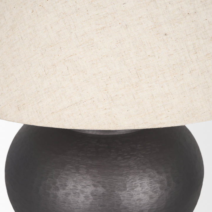 Salaah Black Brushed Metal w/ Beige Shade Table Lamp Decor Mercana