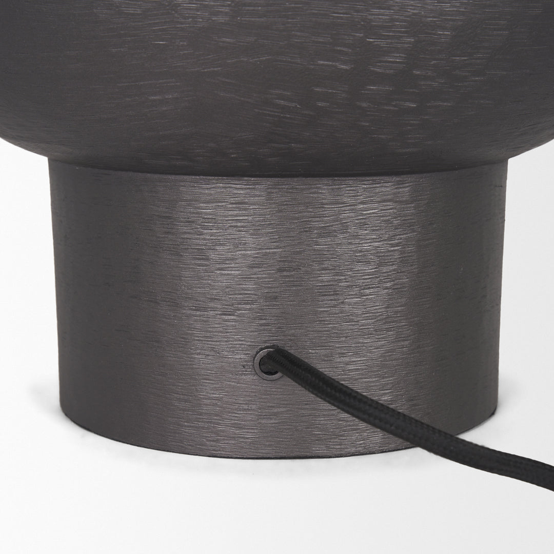 Salaah Black Brushed Metal w/ Beige Shade Table Lamp Decor Mercana