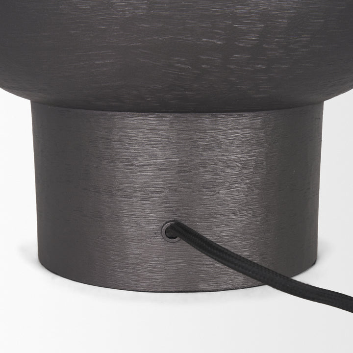 Salaah Black Brushed Metal w/ Beige Shade Table Lamp Decor Mercana