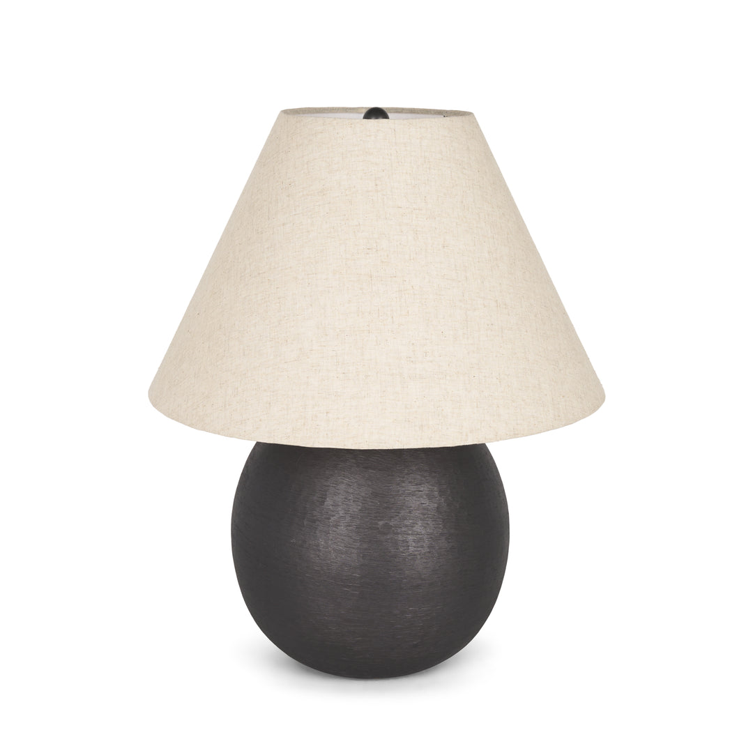 Sadiyah Black Brushed Metal w/ Beige Shade Table Lamp Decor Mercana