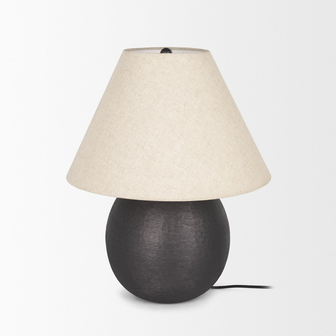 Sadiyah Black Brushed Metal w/ Beige Shade Table Lamp Decor Mercana