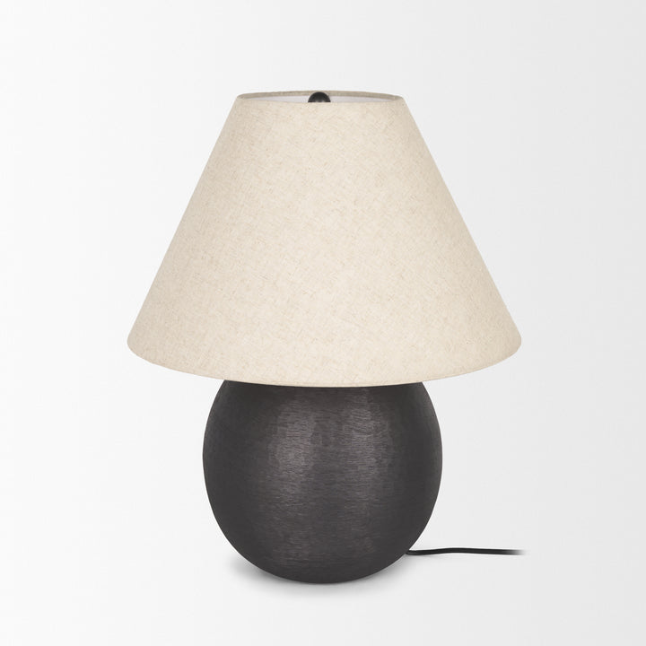 Sadiyah Black Brushed Metal w/ Beige Shade Table Lamp Decor Mercana