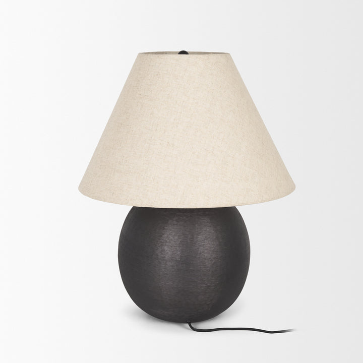 Sadiyah Black Brushed Metal w/ Beige Shade Table Lamp Decor Mercana