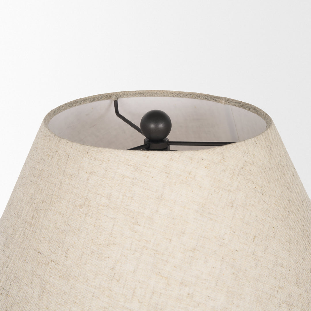Sadiyah Black Brushed Metal w/ Beige Shade Table Lamp Decor Mercana