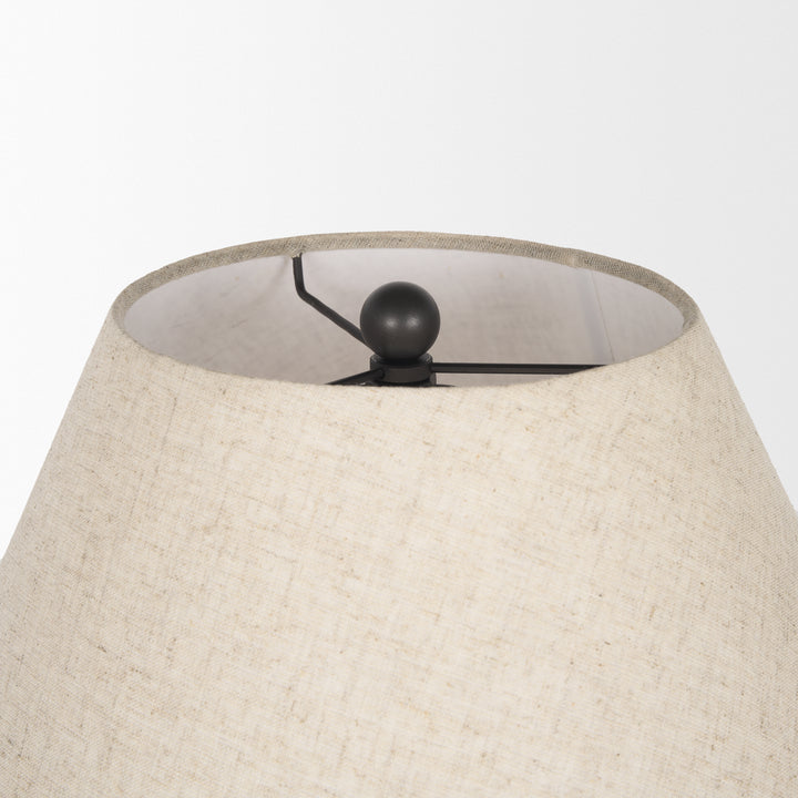 Sadiyah Black Brushed Metal w/ Beige Shade Table Lamp Decor Mercana