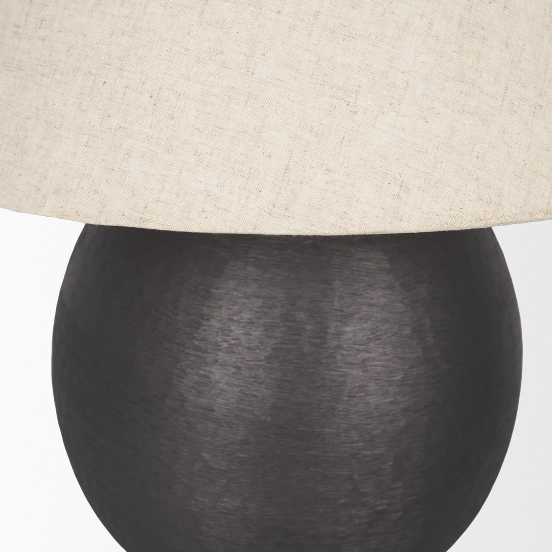 Sadiyah Black Brushed Metal w/ Beige Shade Table Lamp Decor Mercana
