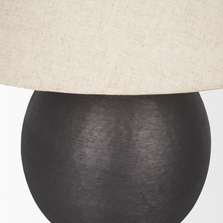 Sadiyah Black Brushed Metal w/ Beige Shade Table Lamp Decor Mercana