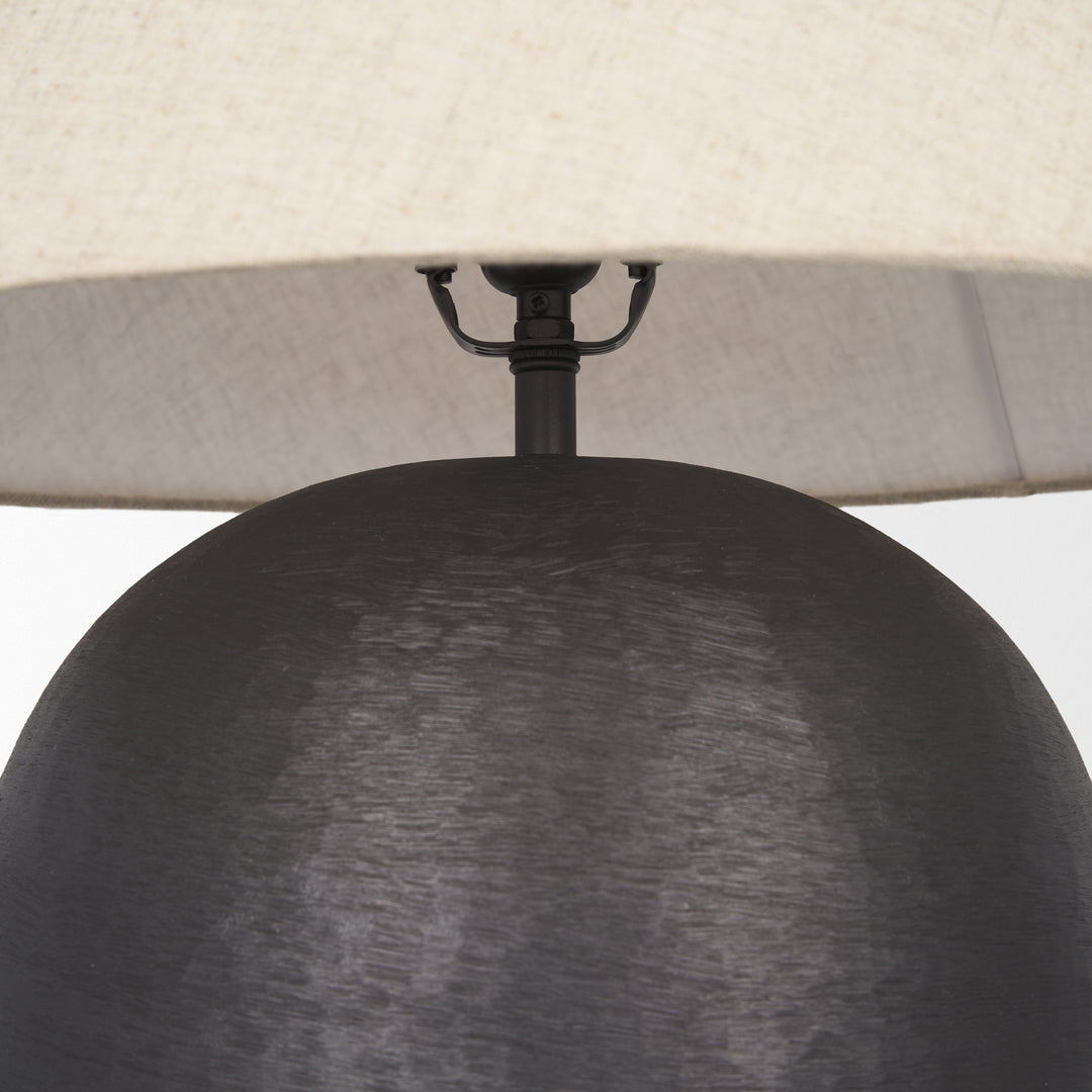 Sadiyah Black Brushed Metal w/ Beige Shade Table Lamp Decor Mercana