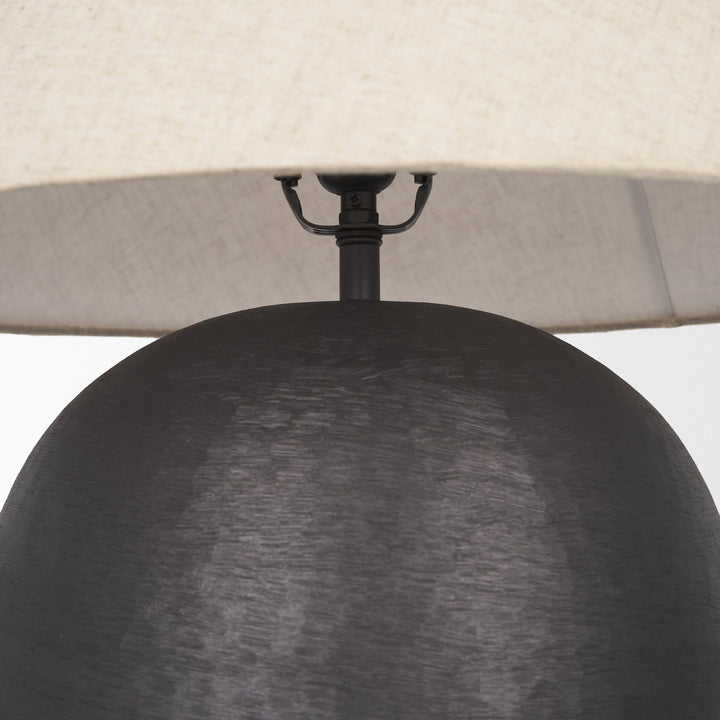 Sadiyah Black Brushed Metal w/ Beige Shade Table Lamp Decor Mercana