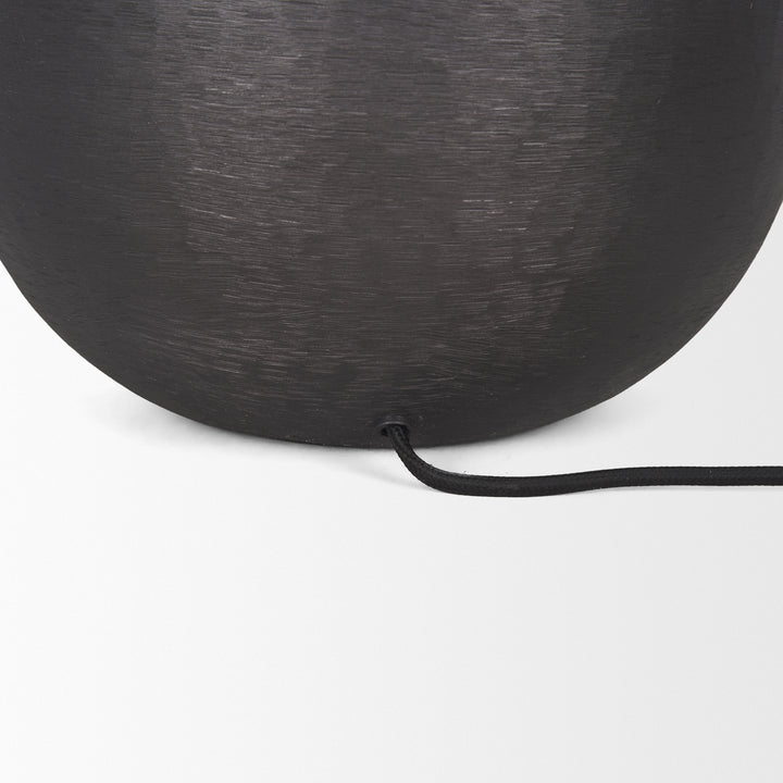 Sadiyah Black Brushed Metal w/ Beige Shade Table Lamp Decor Mercana