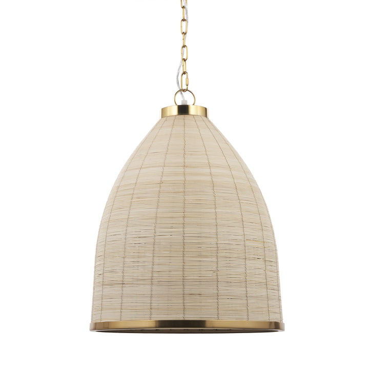 Saliha Cane w/ Brass Metal Pendant Light Decor Mercana