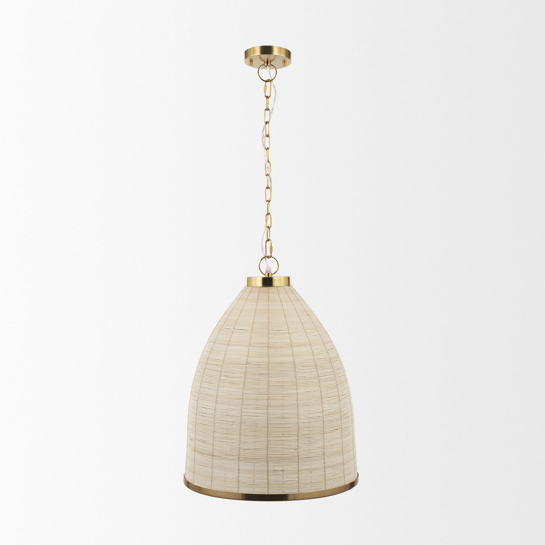 Saliha Cane w/ Brass Metal Pendant Light Decor Mercana