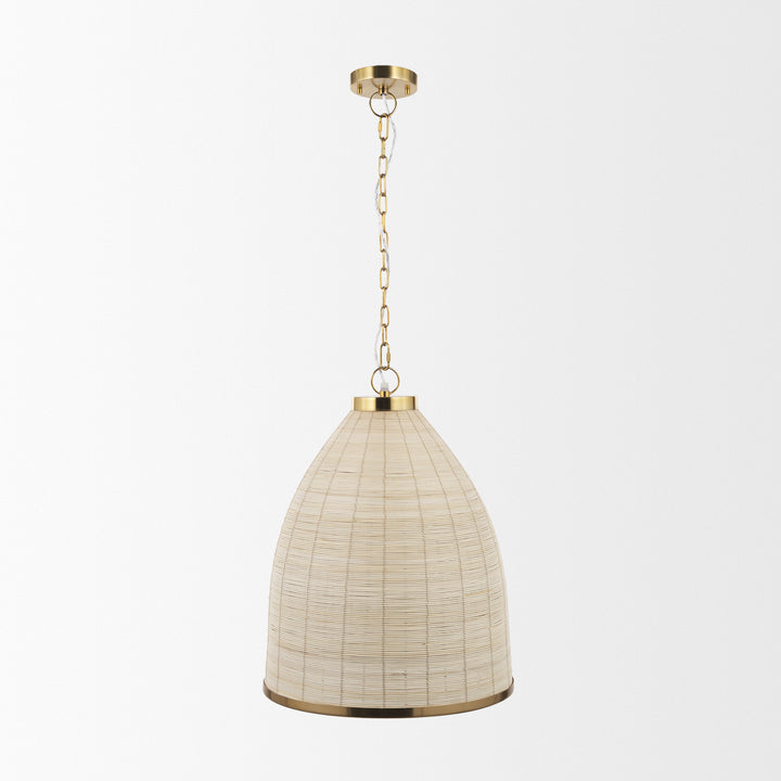 Saliha Cane w/ Brass Metal Pendant Light Decor Mercana