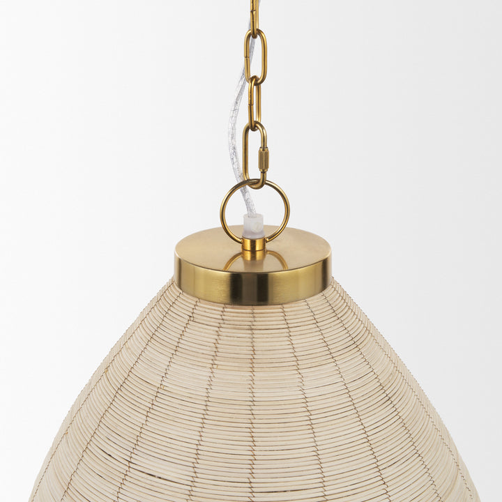 Saliha Cane w/ Brass Metal Pendant Light Decor Mercana