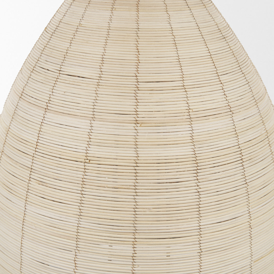 Saliha Cane w/ Brass Metal Pendant Light Decor Mercana
