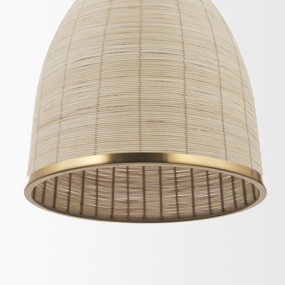 Saliha Cane w/ Brass Metal Pendant Light Decor Mercana
