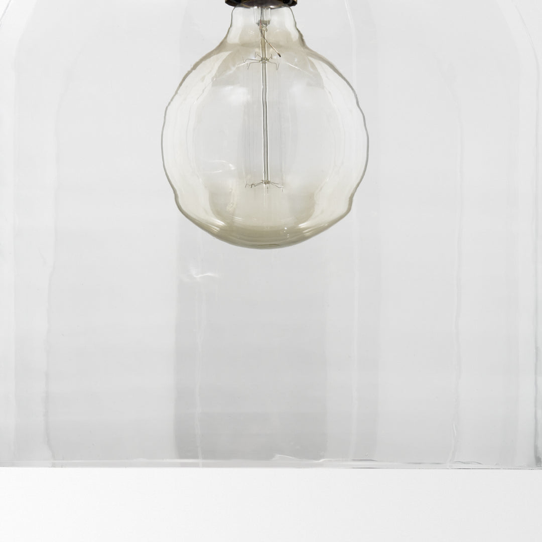 Sadah Large Clear Blown Glass w/ Gold Metal Pendant Light Decor Mercana