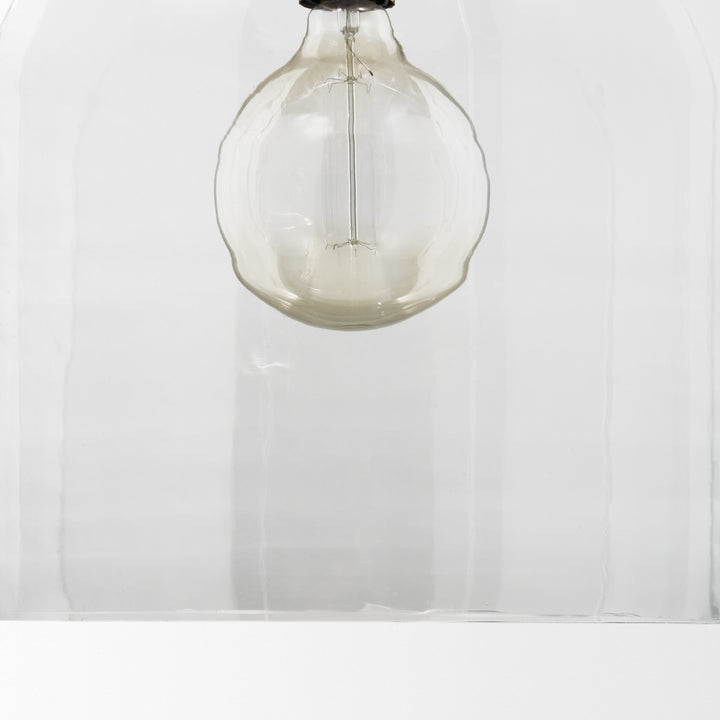 Sadah Large Clear Blown Glass w/ Gold Metal Pendant Light Decor Mercana