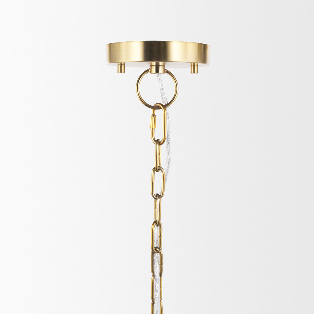 Sadah Tall Clear Blown Glass w/ Gold Metal Pendant Light Decor Mercana