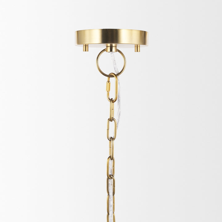 Sadah Tall Clear Blown Glass w/ Gold Metal Pendant Light Decor Mercana
