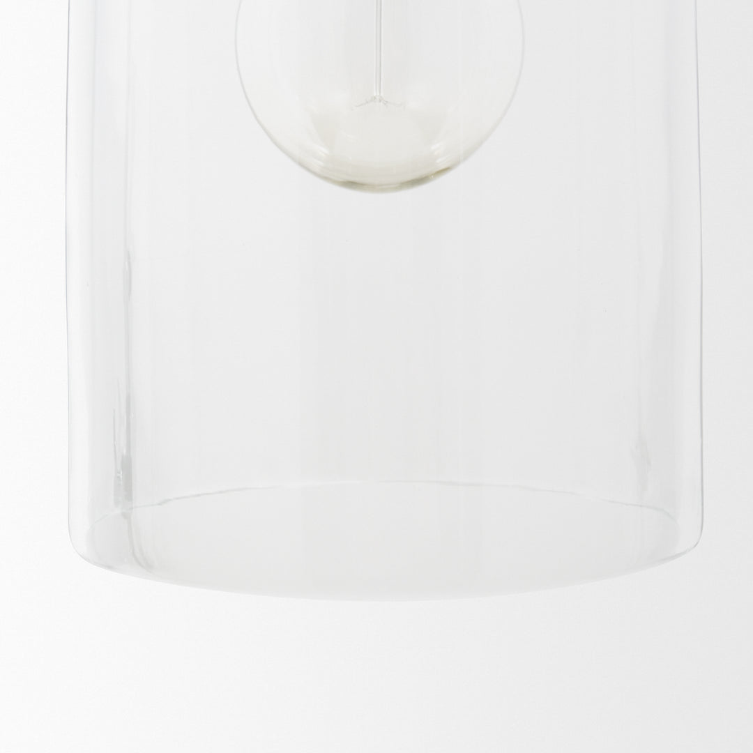 Sadah Tall Clear Blown Glass w/ Gold Metal Pendant Light Decor Mercana