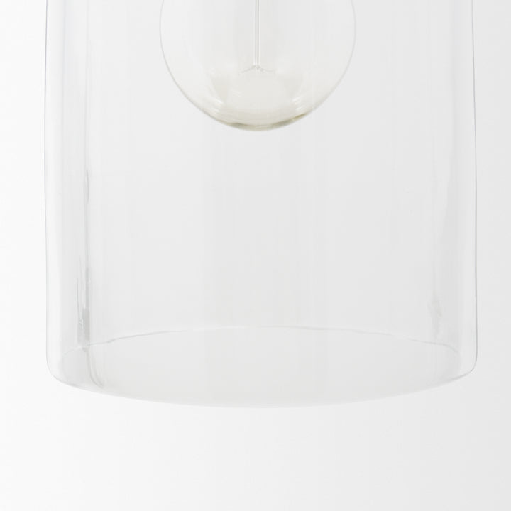 Sadah Tall Clear Blown Glass w/ Gold Metal Pendant Light Decor Mercana