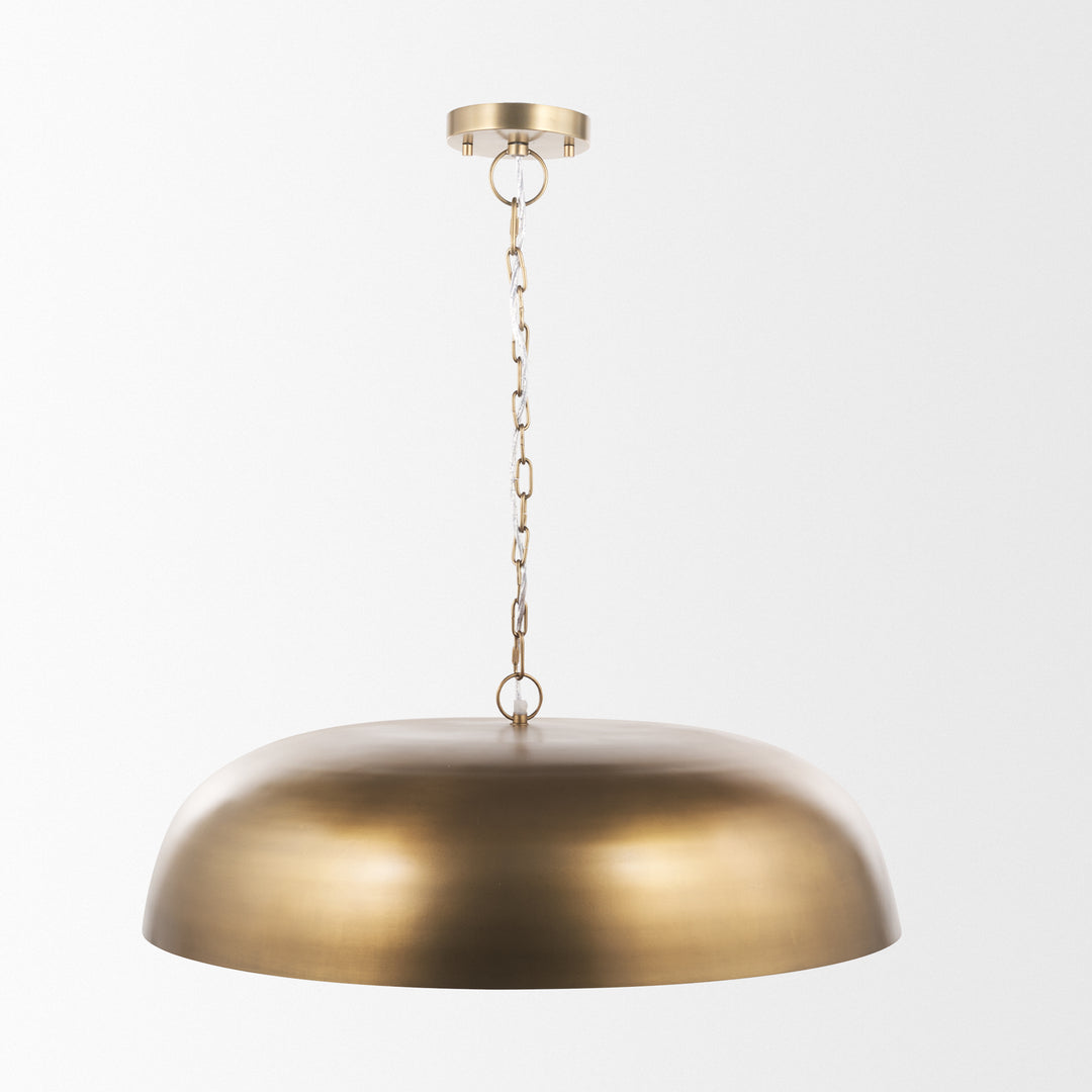 Sanne Antiqued Gold Metal w/ Silver Foil Wide Pendant Light Decor Mercana