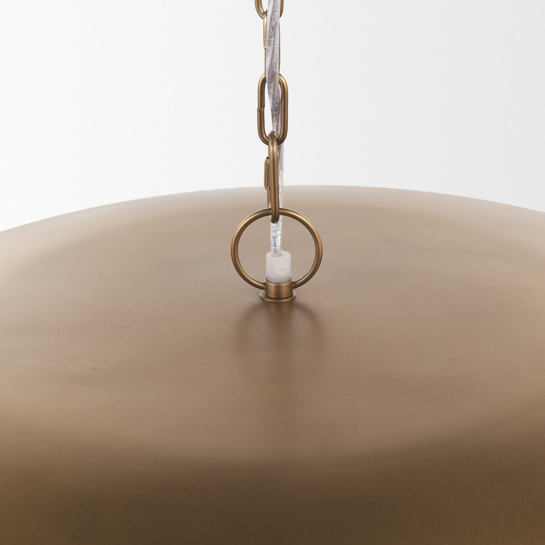 Sanne Antiqued Gold Metal w/ Silver Foil Wide Pendant Light Decor Mercana