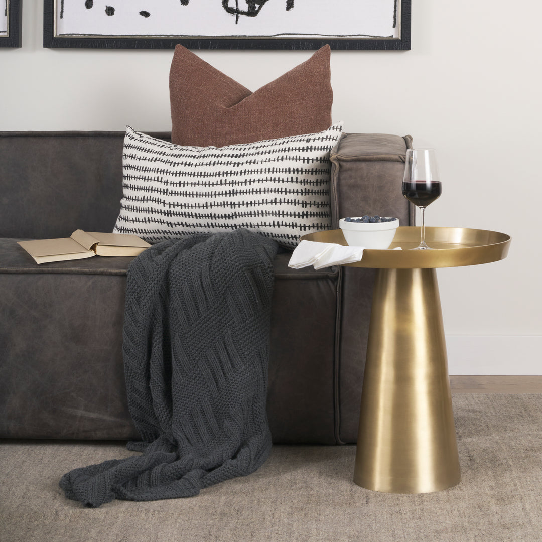 Roland Satin Brass Cast Aluminum Metal Accent Table Dining Room Mercana