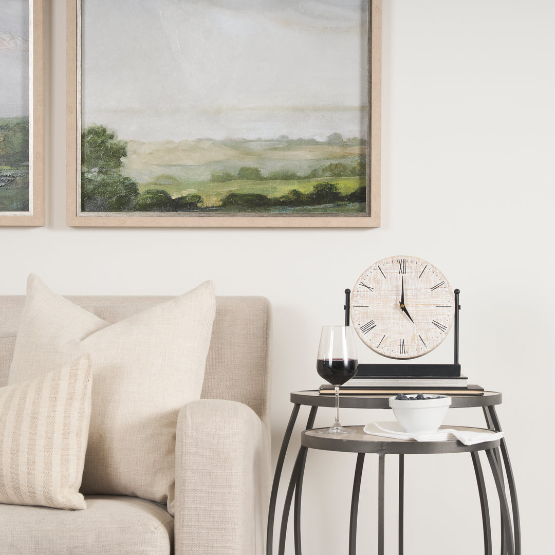 Raja Matte Black Metal w/ Wood Table Clock Decor Mercana
