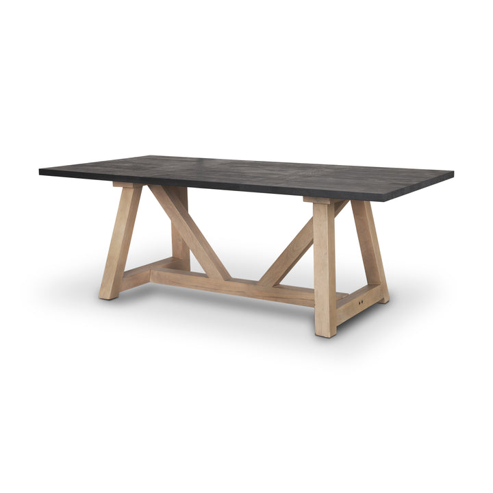 Rialto Rectangular Two-Tone Black and Brown Solid Wood Dining Table Dining Room Mercana