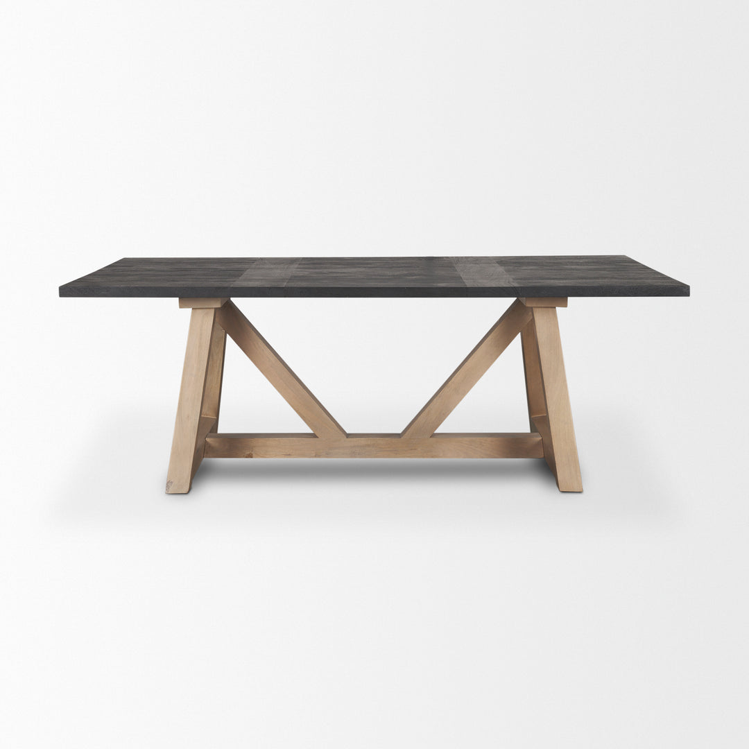 Rialto Rectangular Two-Tone Black and Brown Solid Wood Dining Table Dining Room Mercana