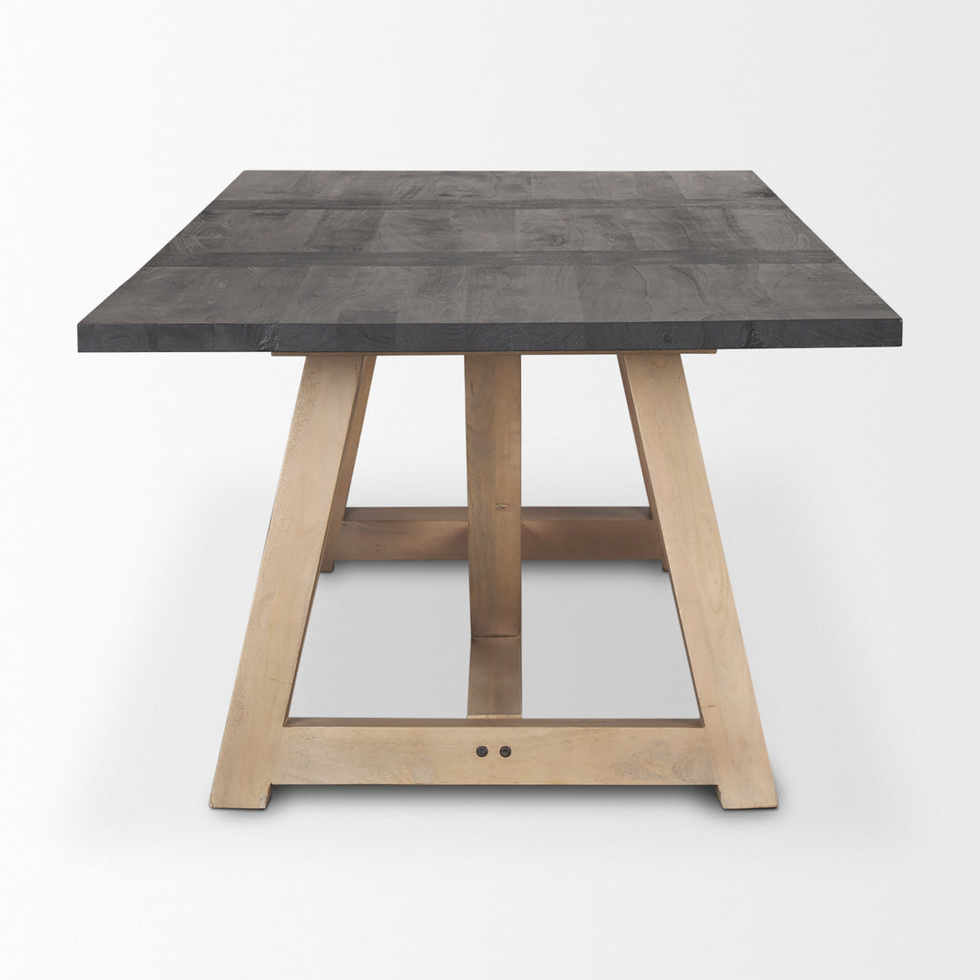 Rialto Rectangular Two-Tone Black and Brown Solid Wood Dining Table Dining Room Mercana