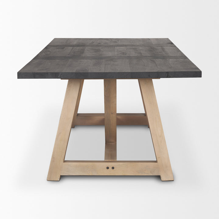 Rialto Rectangular Two-Tone Black and Brown Solid Wood Dining Table Dining Room Mercana