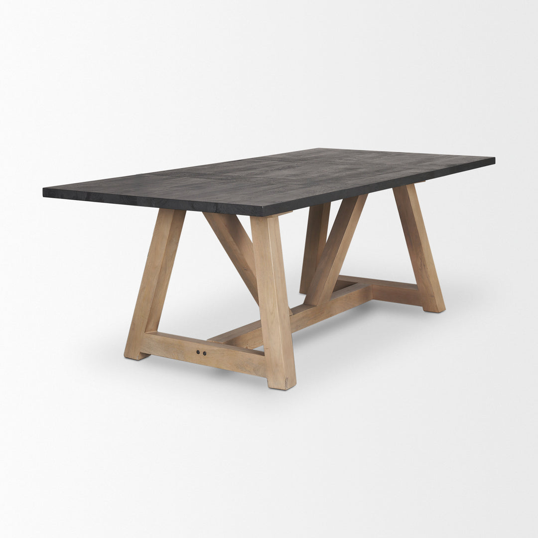 Rialto Rectangular Two-Tone Black and Brown Solid Wood Dining Table Dining Room Mercana
