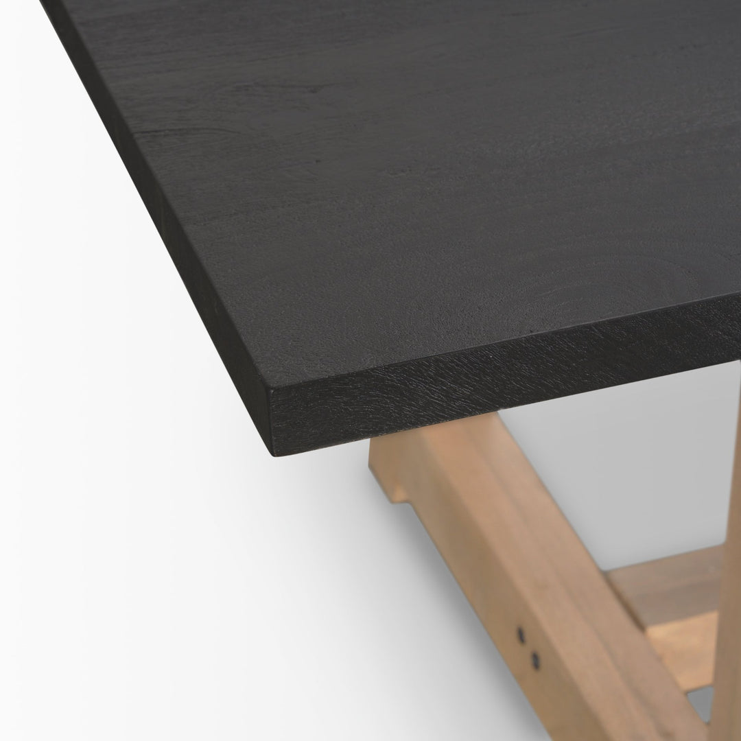 Rialto Rectangular Two-Tone Black and Brown Solid Wood Dining Table Dining Room Mercana